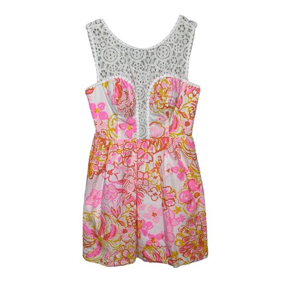 Lilly Pulitzer Raegan Dress 2 Resort White Happiness Is Lace Pink Preppy Retro - Picture 3 of 7